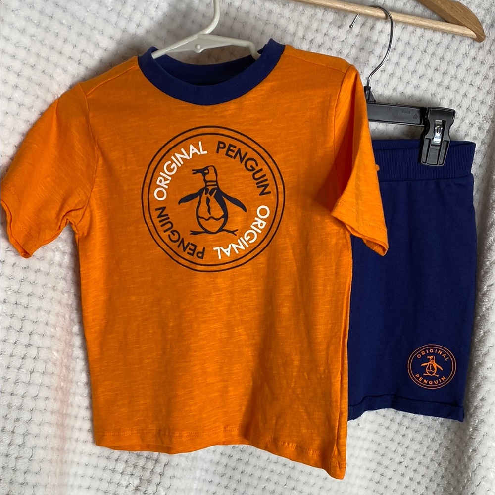 Original Penguin by  Munsingwear Kids Orange and Blue Shorts Outfit